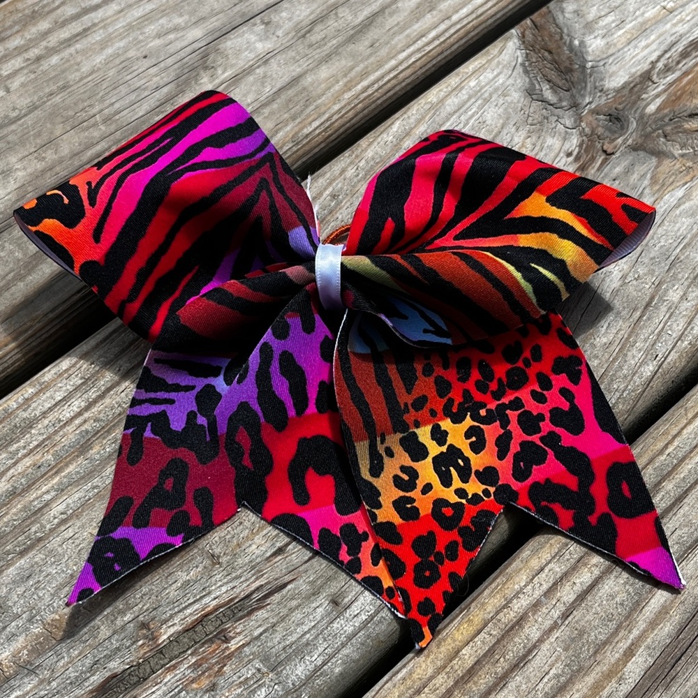 Animal print cheerleading bow